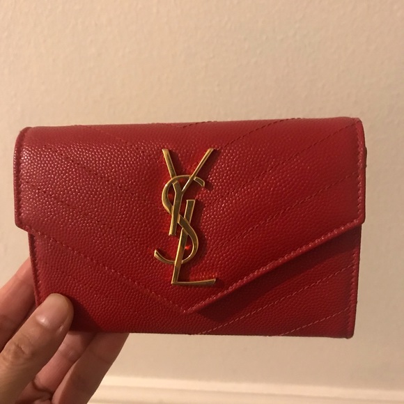 Saint Laurent Handbags - Red saint Laurent envelope wallet/ dustbag
